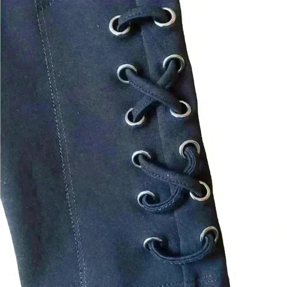 Romeo & Juliet black stretch lace up detail leggings sz L - Picture 3 of 4